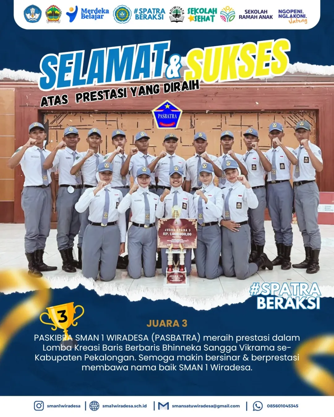 POPDA Kabupaten Pekalongan Tahun 2022, SMA Negeri 1 Wiradesa Berhasil Raih 23 Medali